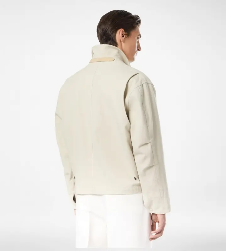 COTTON CANVAS WORKWEAR JACKET CREAM WHITE online